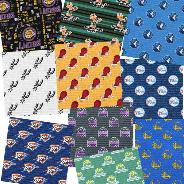 Basketball NBA's Team Logos 12 Prints Lakers Celtics! 1 Meter Medium Thickness Plain Cotton Fabric, Fabric by Yard, Yardage Cotton Fabrics for Clothes Crafts