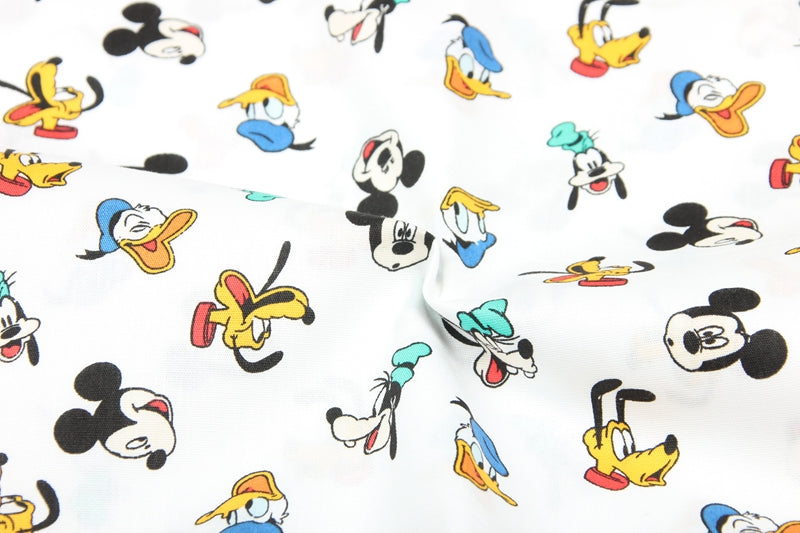 Mickey and Friends Character Heads! 1 Meter Medium Thickness  Cotton Fabric, Fabric by Yard, Yardage Cotton Fabrics for  Style Garments, Bags