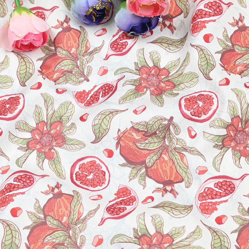 Pink Pomegranate Fruit! 1 Yard Quality Stiff Cotton Toile Canvas Fabric by Yard, Yardage Cotton Canvas Fabrics for Bags