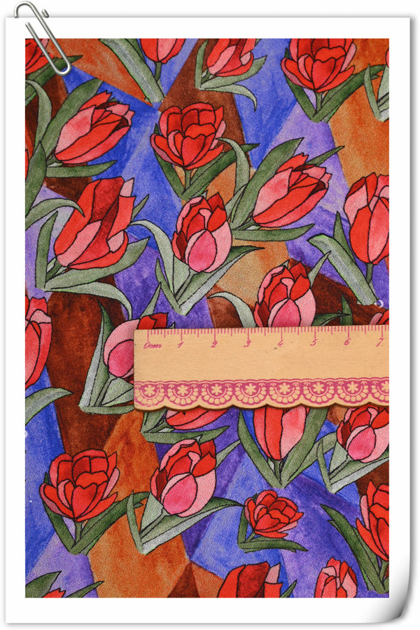 Tulips Floral! 1 Meter Medium Thickness Plain Cotton Fabric, Fabric by Yard, Yardage Cotton Fabrics for Clothes Crafts