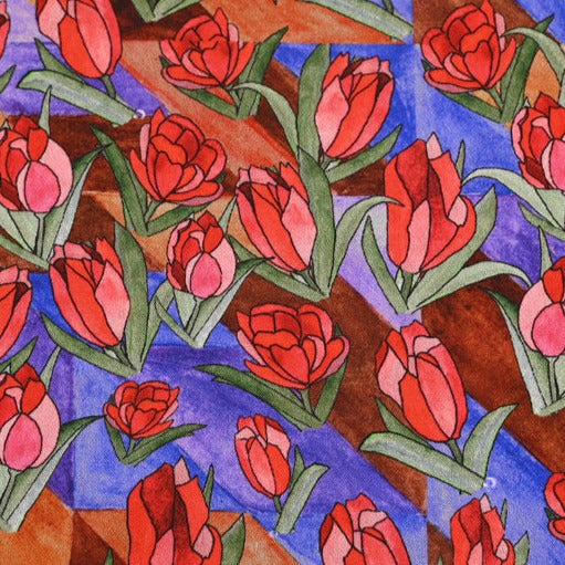 Tulips Floral! 1 Meter Medium Thickness Plain Cotton Fabric, Fabric by Yard, Yardage Cotton Fabrics for Clothes Crafts