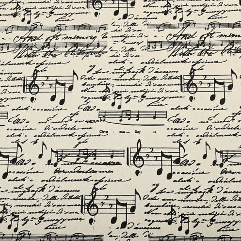 Handwriting Musical Notes! 1 Meter Stiff Cotton Toile Fabric, Fabric by Yard, Yardage Cotton Canvas Fabrics for Bags