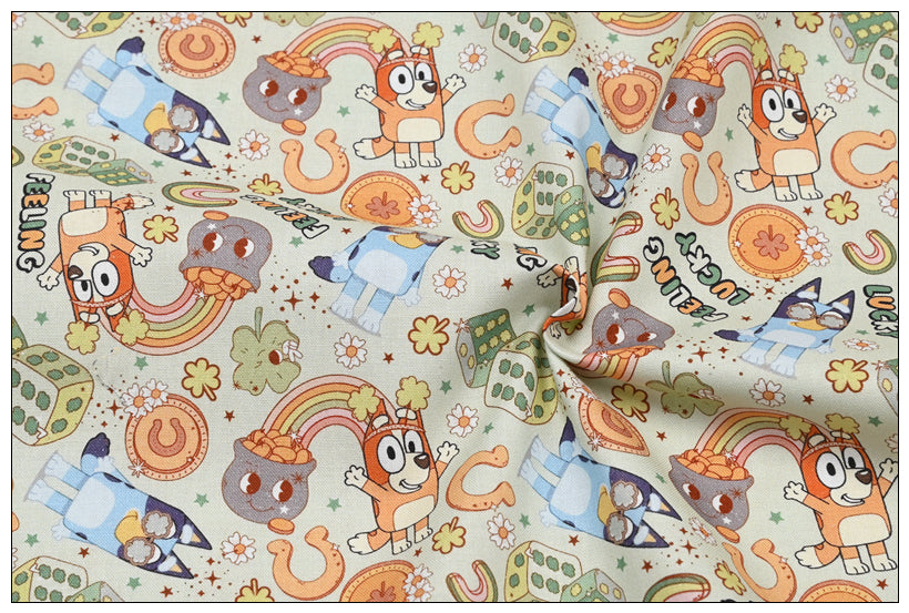 Bluey Floral the Aussie Dingo 8 prints! 1 Yard Quality Medium Thickness Plain Cotton Fabric, Fabric Aussie 2304