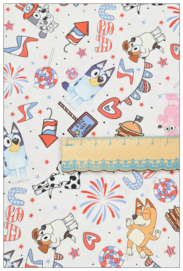 USA National Day the Aussie Dingo 2 prints! 1 Yard Quality Medium Thickness Plain Cotton Fabric, Fabric Aussie 2304