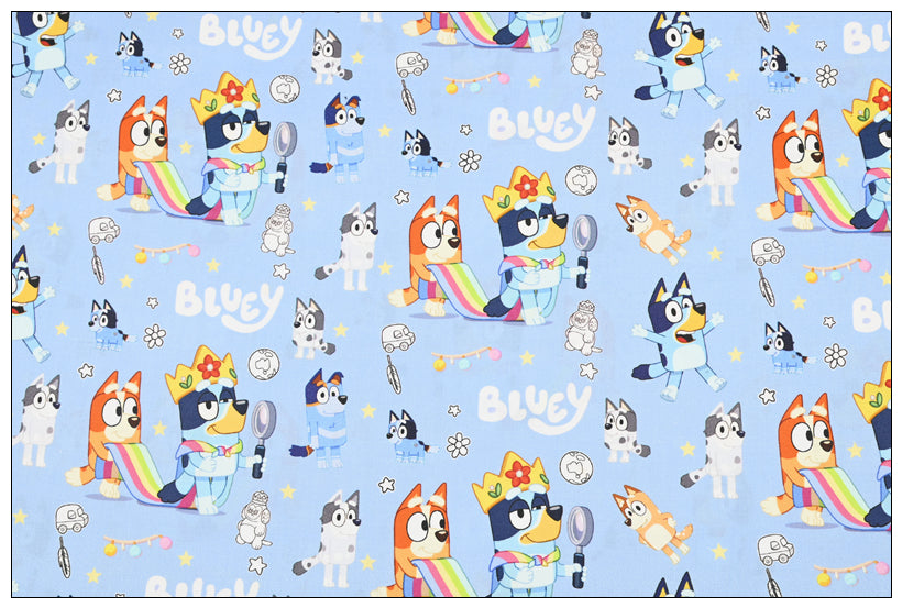 Bluey and Bingo the Aussie Dingo 5 Colors! 1 Yard Quality Medium Thickness Plain Cotton Fabric, Fabric Aussie 2304