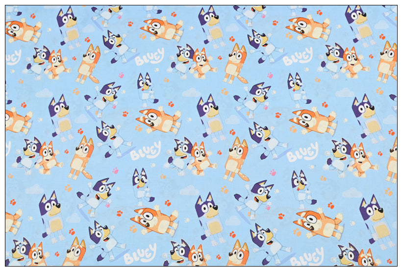 Bluey and Bingo the Aussie Dingo 5 Colors! 1 Yard Quality Medium Thickness Plain Cotton Fabric, Fabric Aussie 2304