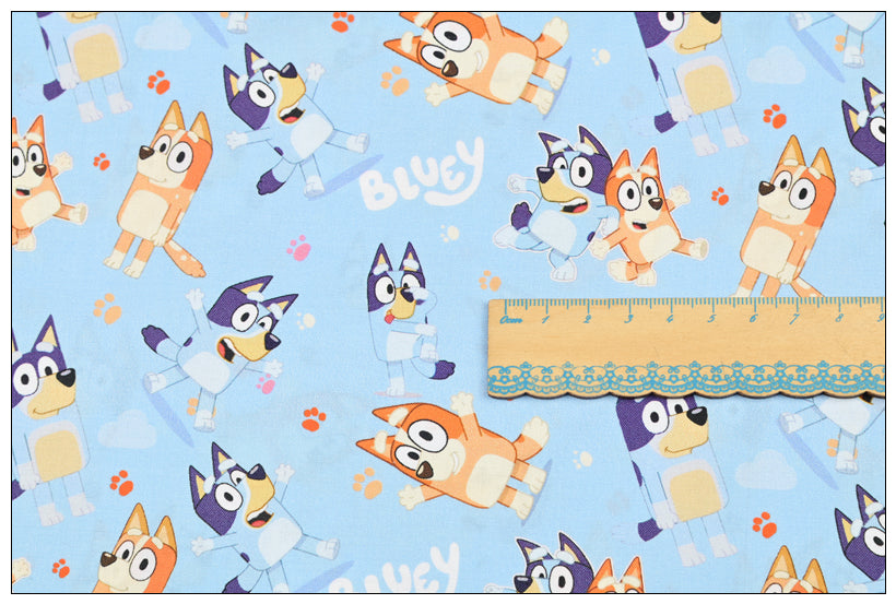 Bluey and Bingo the Aussie Dingo 5 Colors! 1 Yard Quality Medium Thickness Plain Cotton Fabric, Fabric Aussie 2304