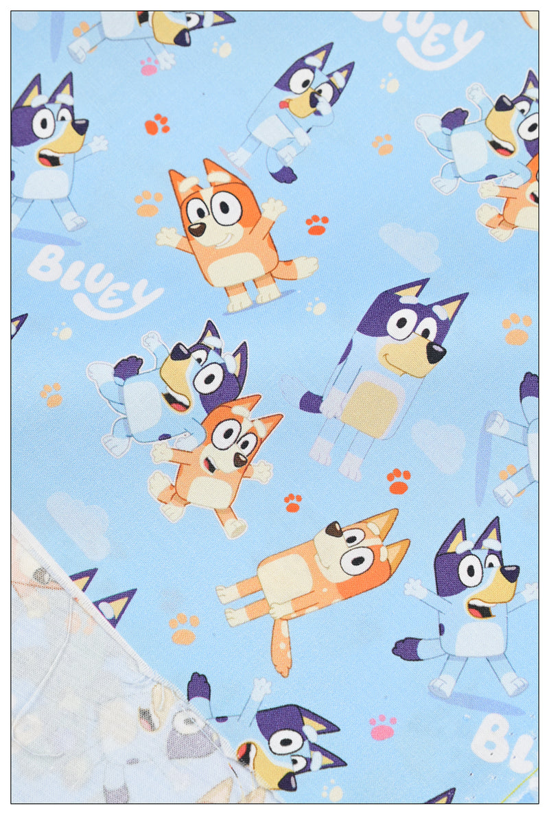 Bluey & Bingo on Turquoise 100% Cotton Quilting Fabric by the Yard