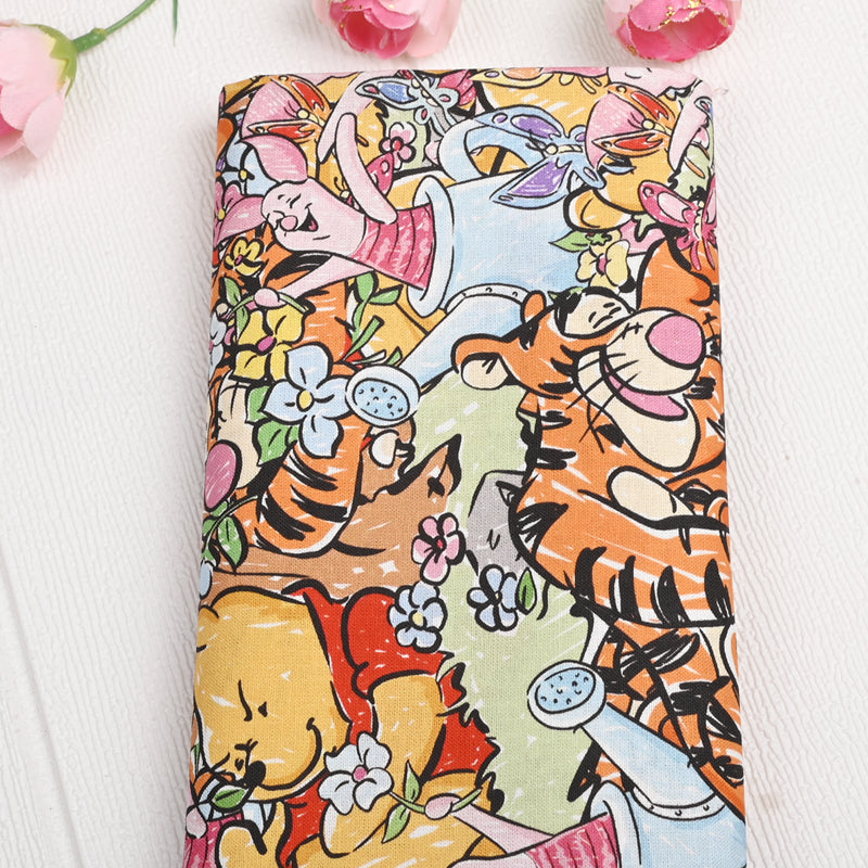 Winnie the Pooh and Friends 5 prints! 1 Meter Medium Thickness Cotton Fabric, Fabric by Yard, Yardage Cotton Fabrics for Style Clothes, Bags