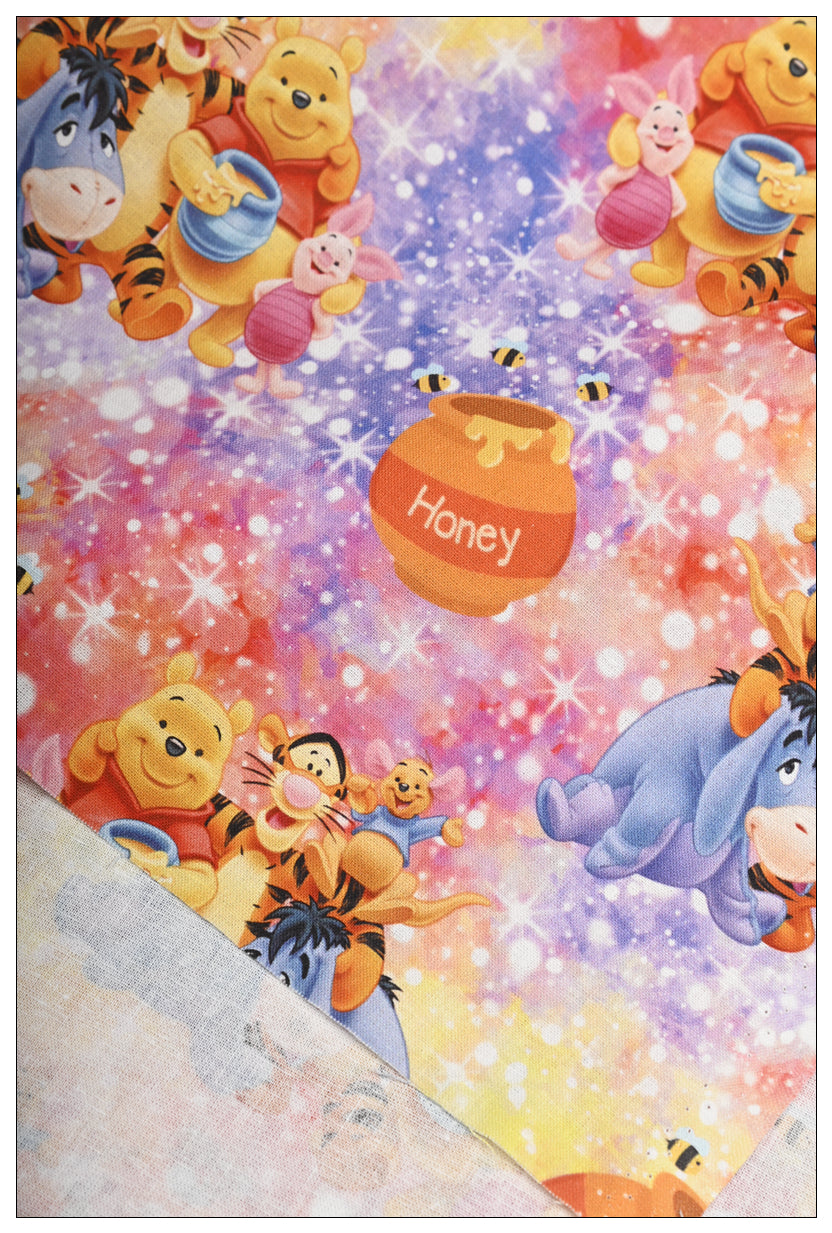 Winnie the Pooh and Friends 5 prints! 1 Meter Medium Thickness Cotton Fabric, Fabric by Yard, Yardage Cotton Fabrics for Style Clothes, Bags