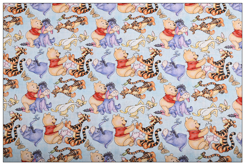 Winnie the Pooh and Friends 5 prints! 1 Meter Medium Thickness Cotton Fabric, Fabric by Yard, Yardage Cotton Fabrics for Style Clothes, Bags