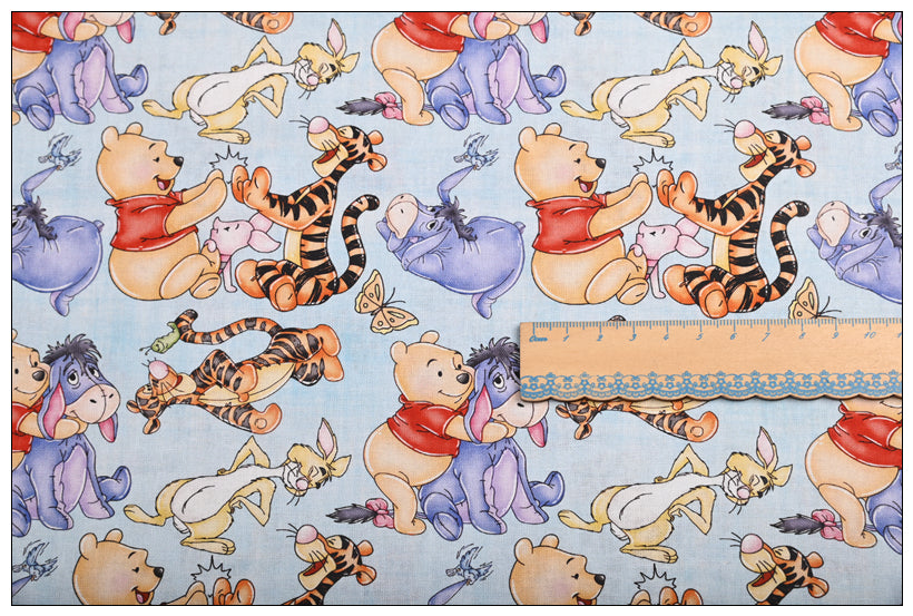 Winnie the Pooh and Friends 5 prints! 1 Meter Medium Thickness Cotton Fabric, Fabric by Yard, Yardage Cotton Fabrics for Style Clothes, Bags