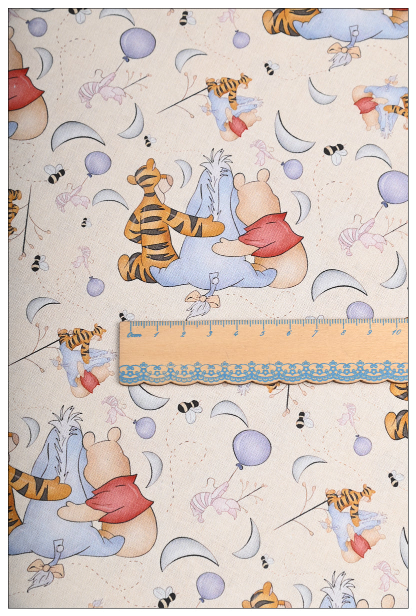 Winnie the Pooh and Friends 5 prints! 1 Meter Medium Thickness Cotton Fabric, Fabric by Yard, Yardage Cotton Fabrics for Style Clothes, Bags