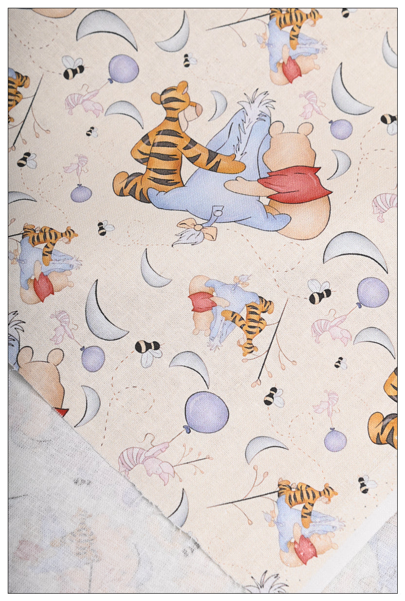 Winnie the Pooh and Friends 5 prints! 1 Meter Medium Thickness Cotton Fabric, Fabric by Yard, Yardage Cotton Fabrics for Style Clothes, Bags