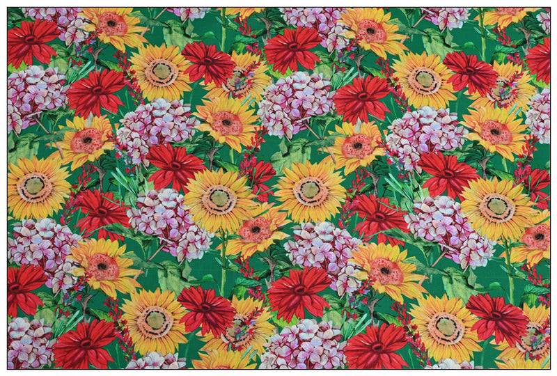 Sun Flowers Floral! 1 Meter Medium Thickness Plain Cotton Fabric, Fabric by Yard, Yardage Cotton Fabrics for Clothes Crafts