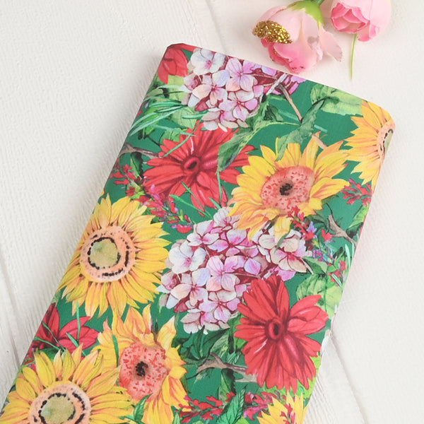Sun Flowers Floral! 1 Meter Medium Thickness Plain Cotton Fabric, Fabric by Yard, Yardage Cotton Fabrics for Clothes Crafts