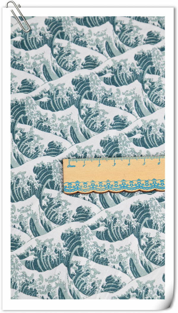 Sea Wave Japanese Ukiyo-e! 1 Yard Quality Printed Cotton, Fabrics by Yard, Fabric Yardage Floral Fabrics Japanese Style