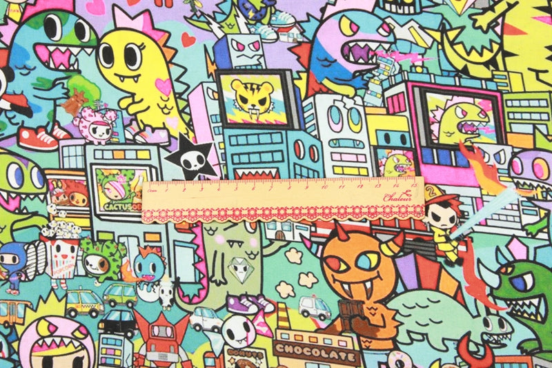 Tokidoki Anime Characters Series 1 ! 1 Yard Quality Printed Cotton Fabric, Fabric by Yard, Yardage Cotton Children Fabrics, Japanese