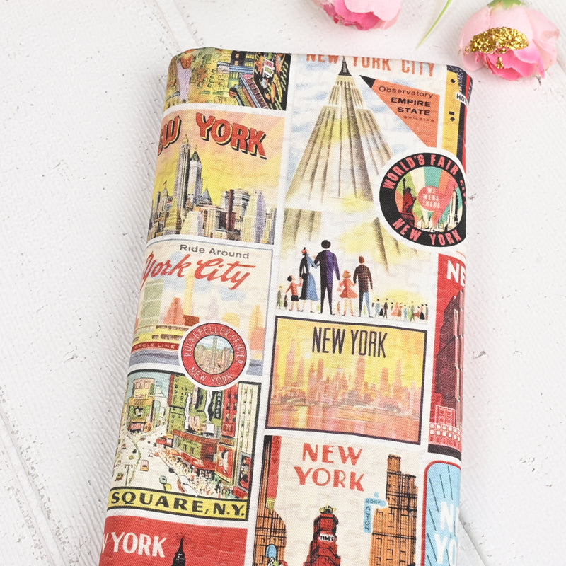 New York Attractions American Retro Pictures ! Half Meter Medium Thickness Cotton-Linen Fabric, Fabric by Half Yard for Style Clothes, Bags