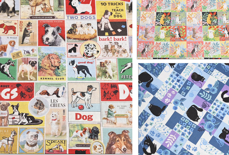 Kennel Club Dogs Book American Retro Pictures ! Half Meter Medium Thickness Cotton-Linen Fabric, Fabric by Half Yard for Style Clothes, Bags