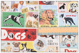 Kennel Club Dogs Book American Retro Pictures ! Half Meter Medium Thickness Cotton-Linen Fabric, Fabric by Half Yard for Style Clothes, Bags