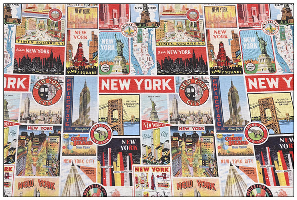 New York Attractions American Retro Pictures ! Half Meter Medium Thickness Cotton-Linen Fabric, Fabric by Half Yard for Style Clothes, Bags