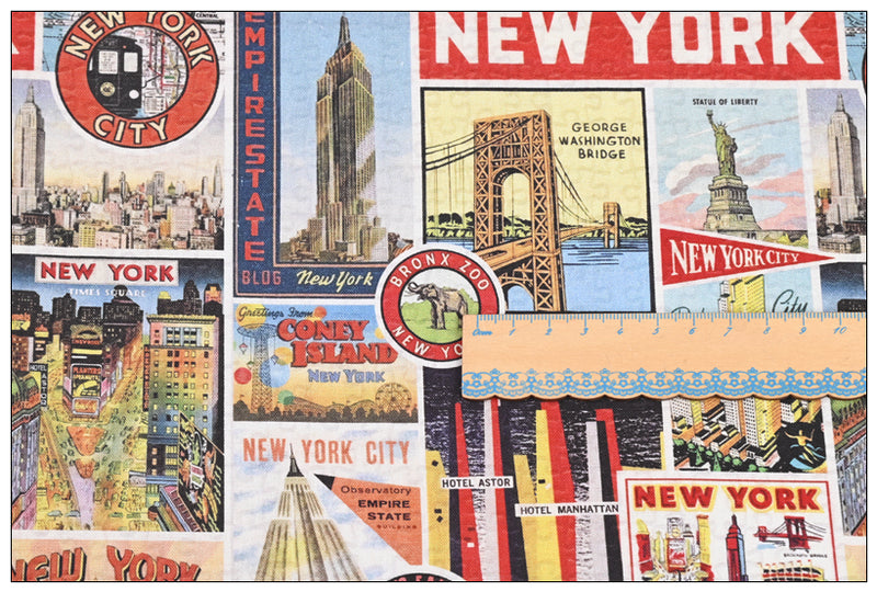 New York Attractions American Retro Pictures ! Half Meter Medium Thickness Cotton-Linen Fabric, Fabric by Half Yard for Style Clothes, Bags