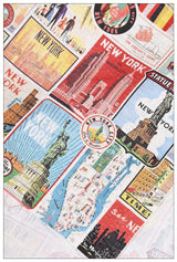 New York Attractions American Retro Pictures ! Half Meter Medium Thickness Cotton-Linen Fabric, Fabric by Half Yard for Style Clothes, Bags