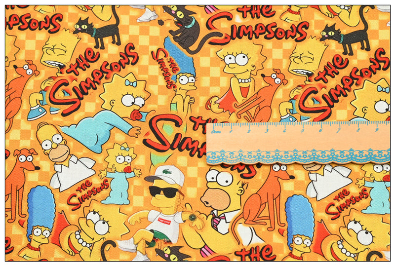 the Simpsons and Sponge Bob! 1 Meter Plain Cotton Fabric by Yard, Yardage Cotton Fabrics for Style Bags