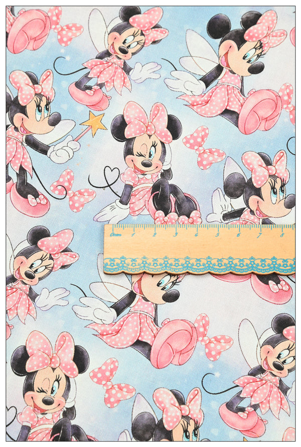 Minnie with Polka Dots pink ! 1 Yard Plain Cotton Fabric by Yard, Yardage Cotton Fabrics for Style Craft Bags