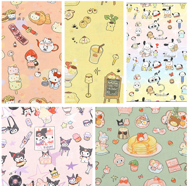 Hello Kitty My Melody Pochacco Sanrio! 1 Yard Printed Cotton Fabric, Fabric by Yard, Yardage Bag Fabrics, Children Fabrics, Kids, Japanese