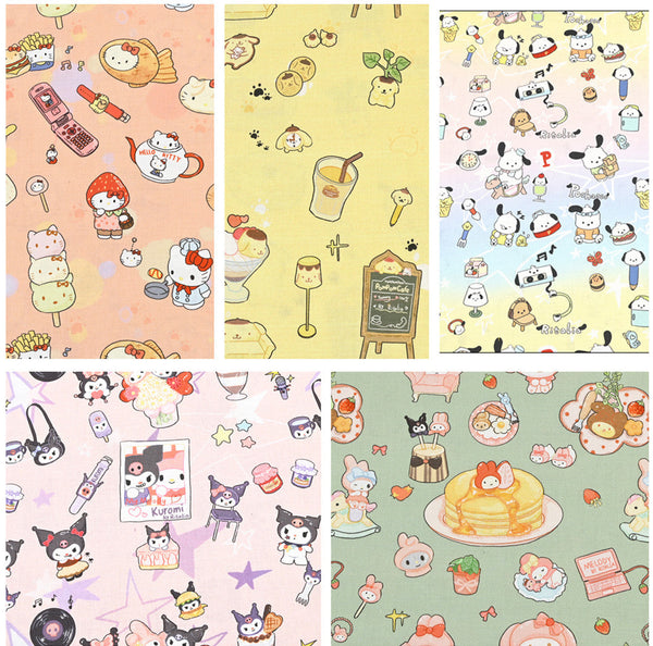 Pochacco My Melody Hello Kitty Anime! 1 Yard Printed Cotton Fabric, Fabric by Yard, Yardage Bag Fabrics, Children Fabrics, Kids, Japanese