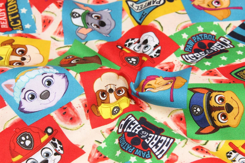 Paw Patrol Series 2 6 prints! 1 Meter Medium Thickness Cotton Fabric, Fabric by Yard, Yardage Cotton Fabrics for Style Clothes, Bags Dog