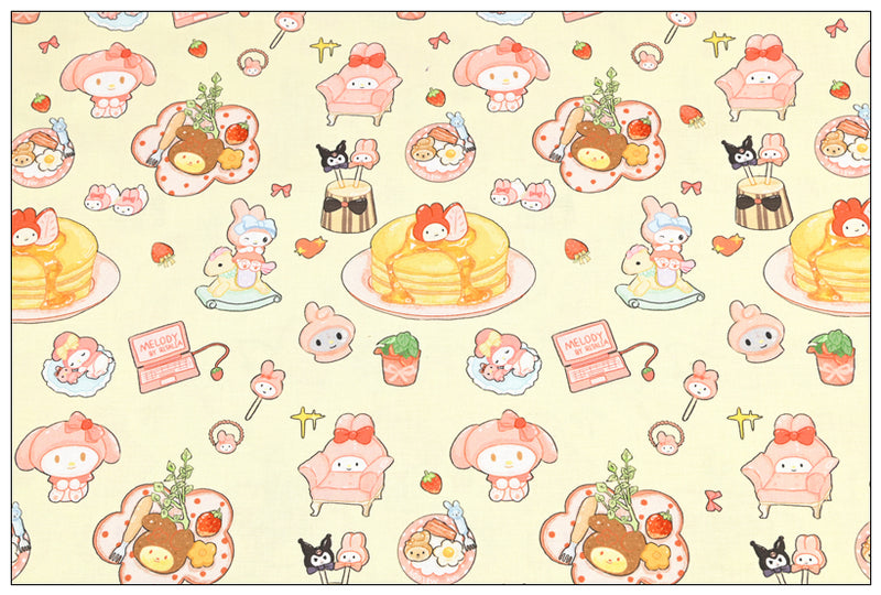 Hello Kitty My Melody Pochacco Sanrio! 1 Yard Printed Cotton Fabric, Fabric by Yard, Yardage Bag Fabrics, Children Fabrics, Kids, Japanese