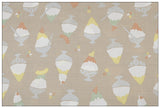 Ice-Cream Japanese Style blue! 1 Meter Medium Summer Slub Cotton Floral Fabric by Yard, Yardage Cotton Fabrics Style Garments, Bags