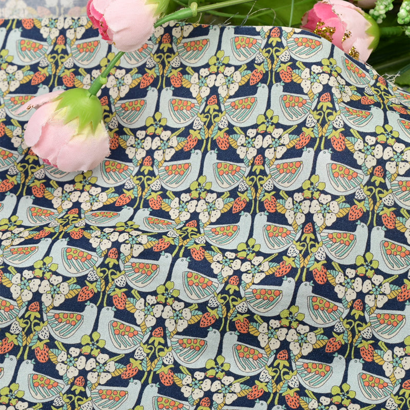 Doves and flowers! 1 Meter Medium Weight Plain Cotton Fabric, Fabric by Yard, Yardage Cotton Fabrics for  Style Garments, Bags