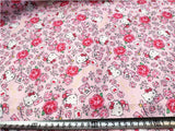 Hello Kitty Floral with Greeting Cards Pink! 1 Meter Polyester Fabric, Fabric by Yard, Yardage Cotton Fabrics Style Garments, Mask Fabrics - fabrics-top