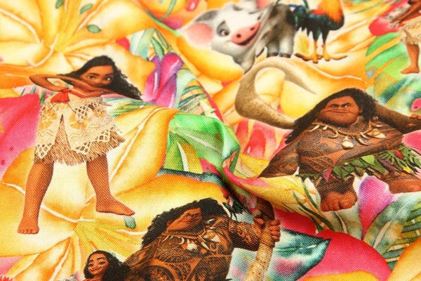 Moana gold Oceania! 1 Yard Quality Medium Thickness Plain Cotton Fabric, Fabric by Yard, Yardage Cotton Fabrics Vaiana - fabrics-top