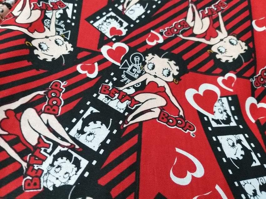 Betty Red Hearts! Betty Boop, 1 Meter Medium Thickness Cotton Fabric, Fabric by Yard, Yardage Cotton Fabrics for Style Clothes  Bags - fabrics-top