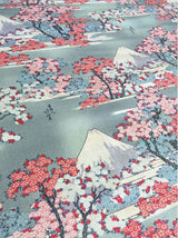 Mount Fujii and Sakura Japanese Ukiyo-e! 1 Meter Quality Printed Cotton, Fabrics by Yard, Fabric Yardage Floral Fabrics Japanese Style - fabrics-top