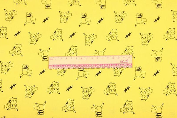 Pikachu Pocket Monster yellow! 1 Yard Light weight Thickness Plain Cotton Fabric, Fabric by Yard, Yardage Cotton Fabrics for  Style Japanese - fabrics-top