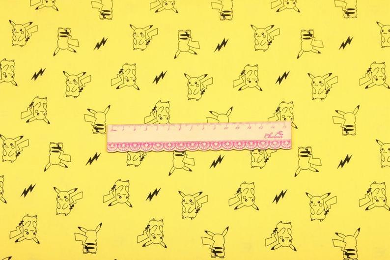 Pikachu Pocket Monster yellow! 1 Yard Light weight Thickness Plain Cotton Fabric, Fabric by Yard, Yardage Cotton Fabrics for  Style Japanese - fabrics-top