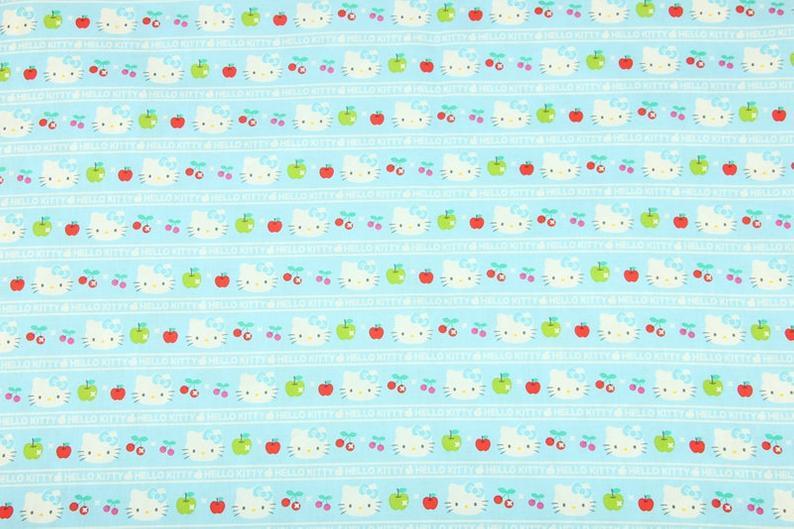 Hello Kitty Collection Stripes! 1 Meter Printed Plain Cotton Fabric, Fabric by Yard, Yardage  Bag Fabrics, Children Fabrics, Kids, Japanese - fabrics-top