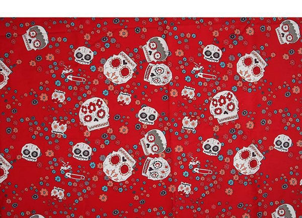 Skulls Red! 1 Meter Medium Thickness Plain Cotton Fabric, Fabric by Yard, Yardage Cotton Fabrics for  Style Garments, Bags