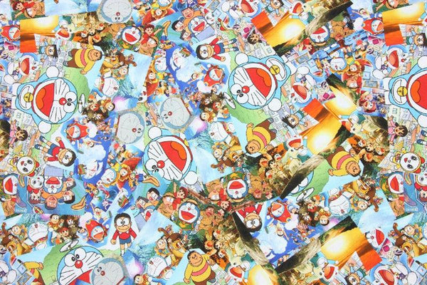 Doraemon characters! 1 Yard Quality Cotton Plain Fabric, Fabric by Yard, Yardage Cotton Fabrics for Clothes Bags,  Cool Cats Japanese