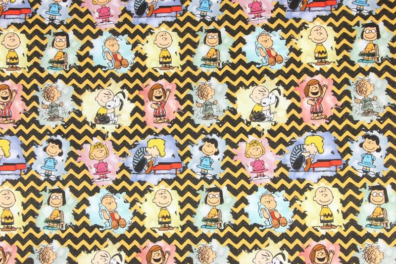 Yellow-black Chevron Snoopy! 1 Meter Printed Cotton Fabric, Fabric by Yard, Yardage Fabrics, Children  Kids