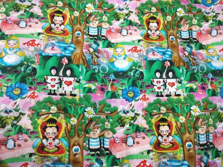 Alice's Adventures in Wonderland the Queen! 1 Meter Medium Top Quality Printed Cotton Fabric, by Yard, Yardage Cotton  Fabrics Alice Poker - fabrics-top