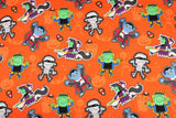 Zombie orange! 1 Meter Printed Cotton Fabric, Fabric by Yard, Yardage Fabrics, Children  Kids Halloween