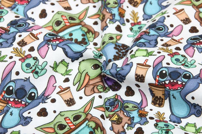 Stitch and Yoda! 1 Yard Printed Cotton Fabric, Fabric by Yard, Yardage Fabrics, Children  Kids 2103 - fabrics-top