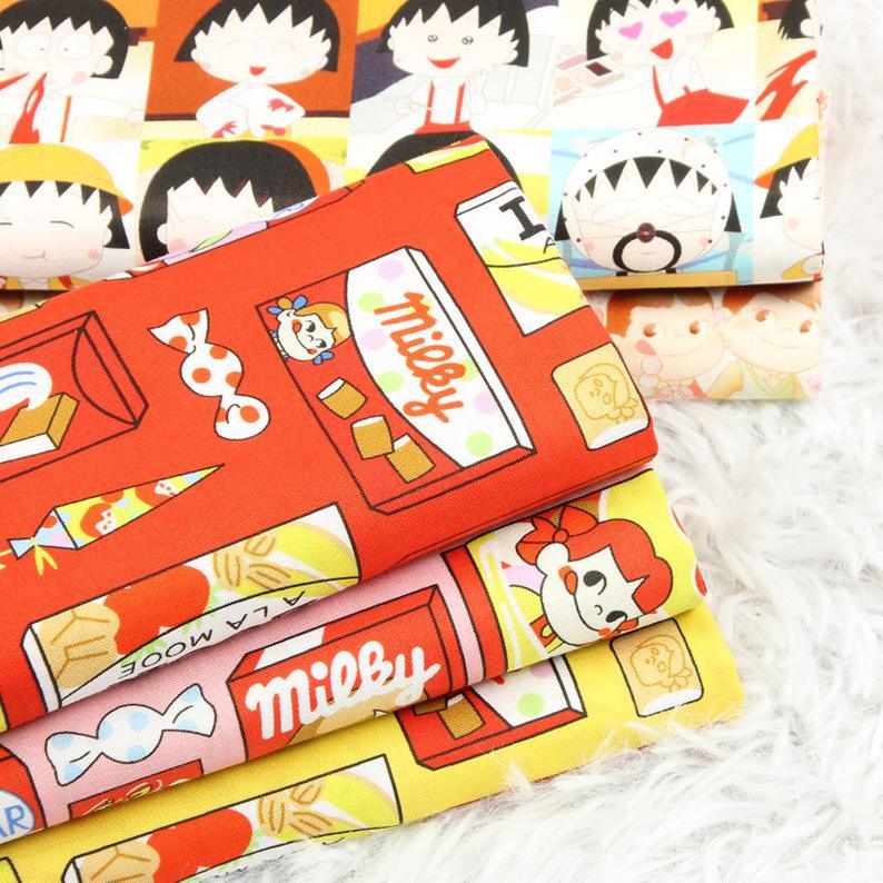 Mieby 4 Colors! 1 Meter Medium Printed Cotton Fabric, Fabric by Yard, Yardage Cotton Bag Fabrics retro Japnese Anime - fabrics-top